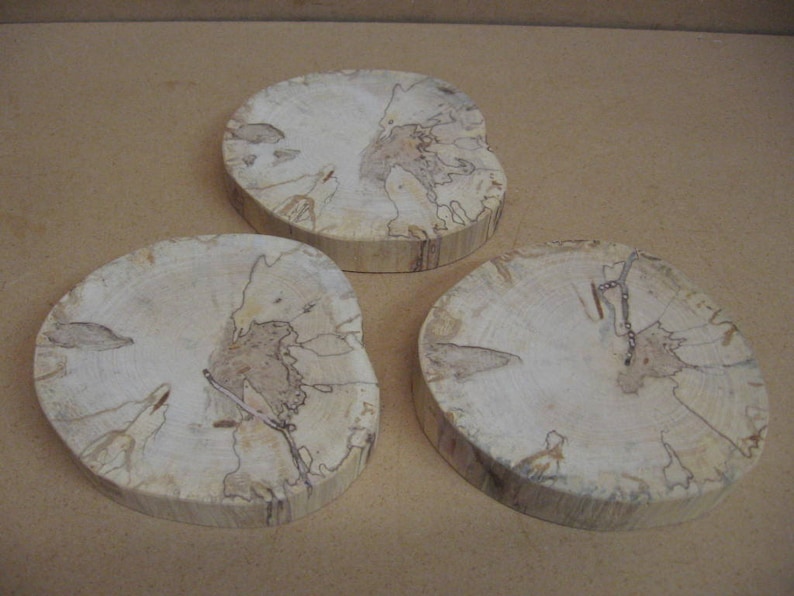 no bark 3 lighter colored spalted birch with spots ad trails