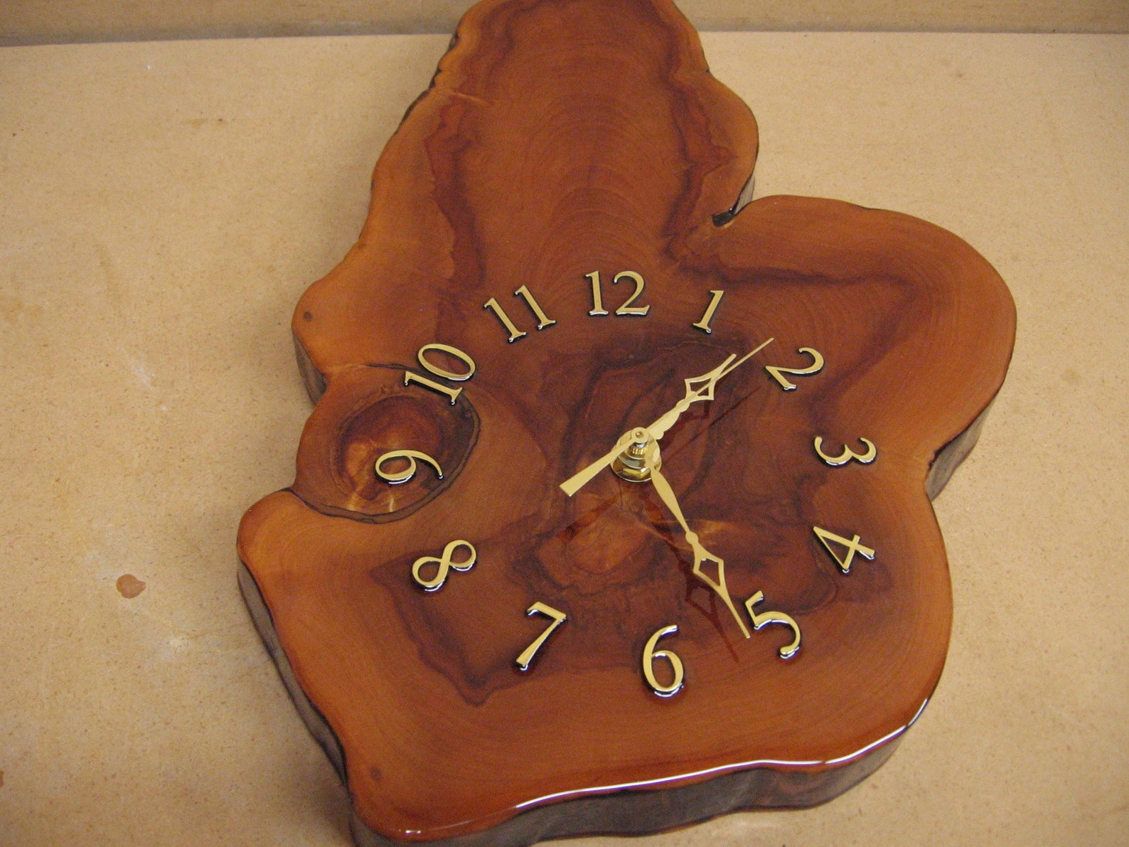 Cypress clock narrow with interesting color and funky knot in Etsy