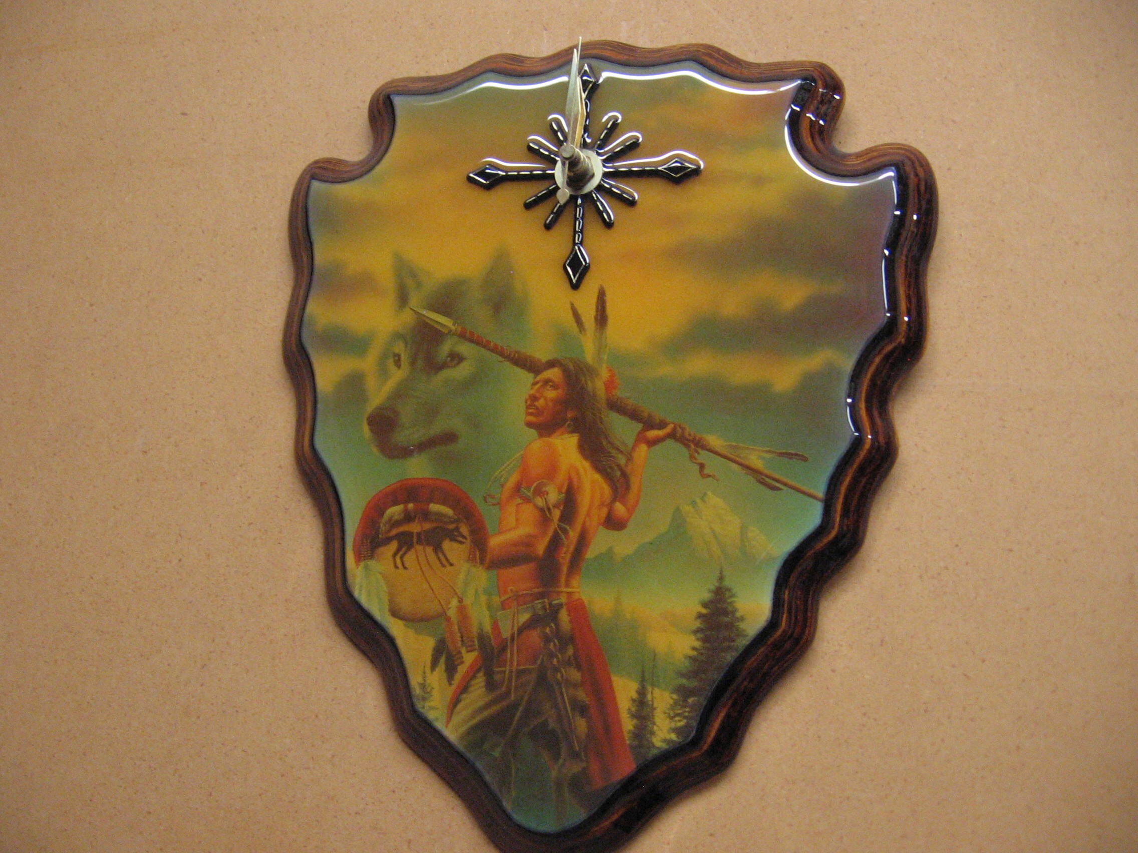 Indian Brave With Spear on Arrowhead Clock - Etsy