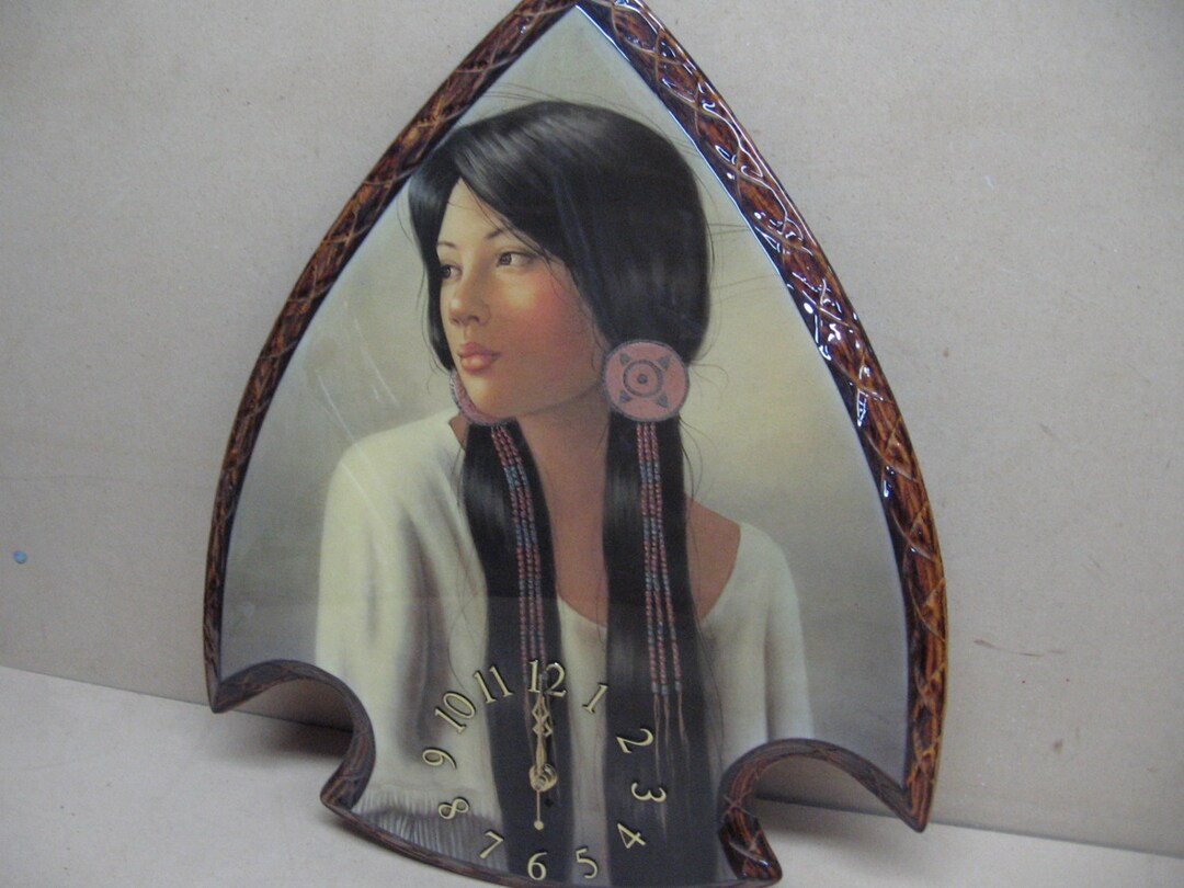 Beautiful Maiden With Pigtails Arrowhead Clock - Etsy