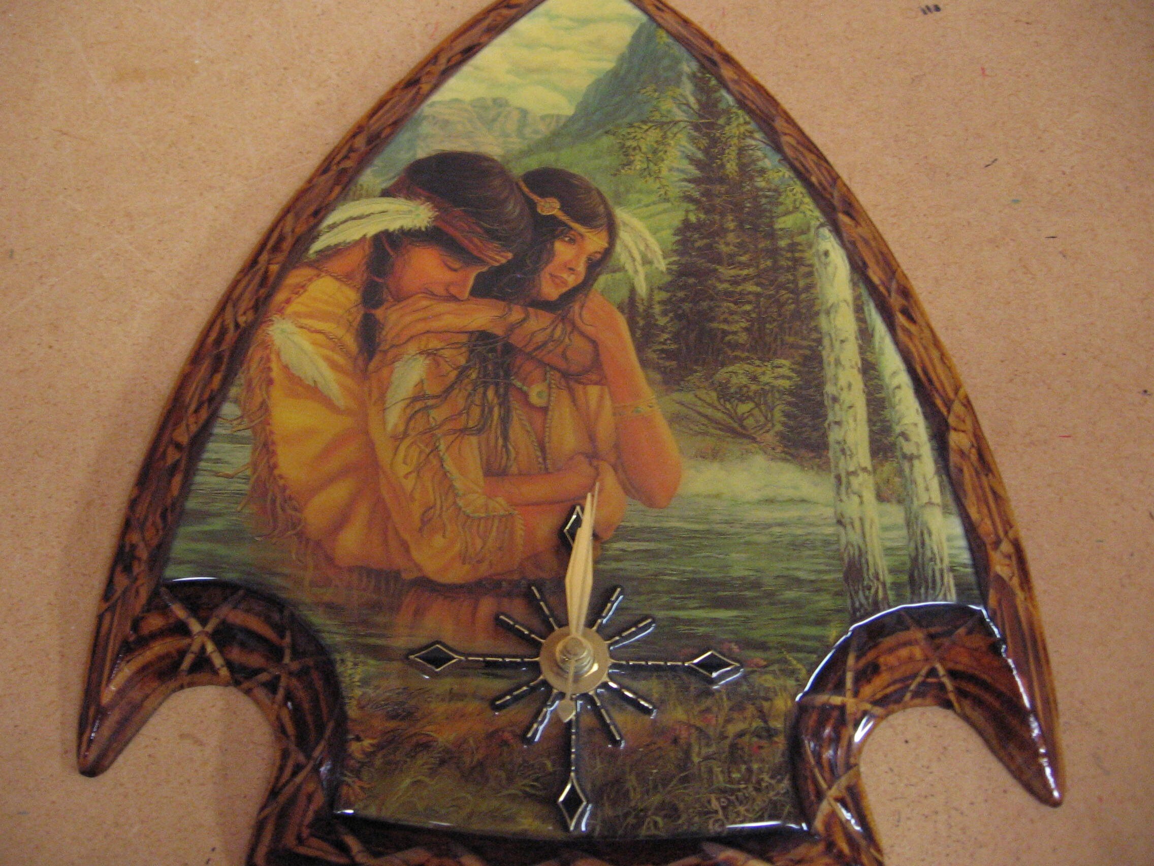 Indian Couple in the Creek, Arrowhead Clock - Etsy