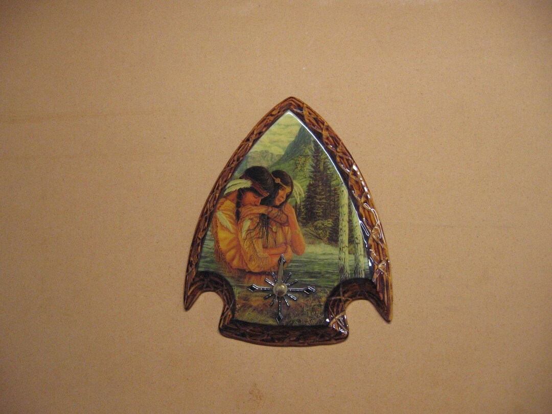 Indian Couple in the Creek, Arrowhead Clock - Etsy