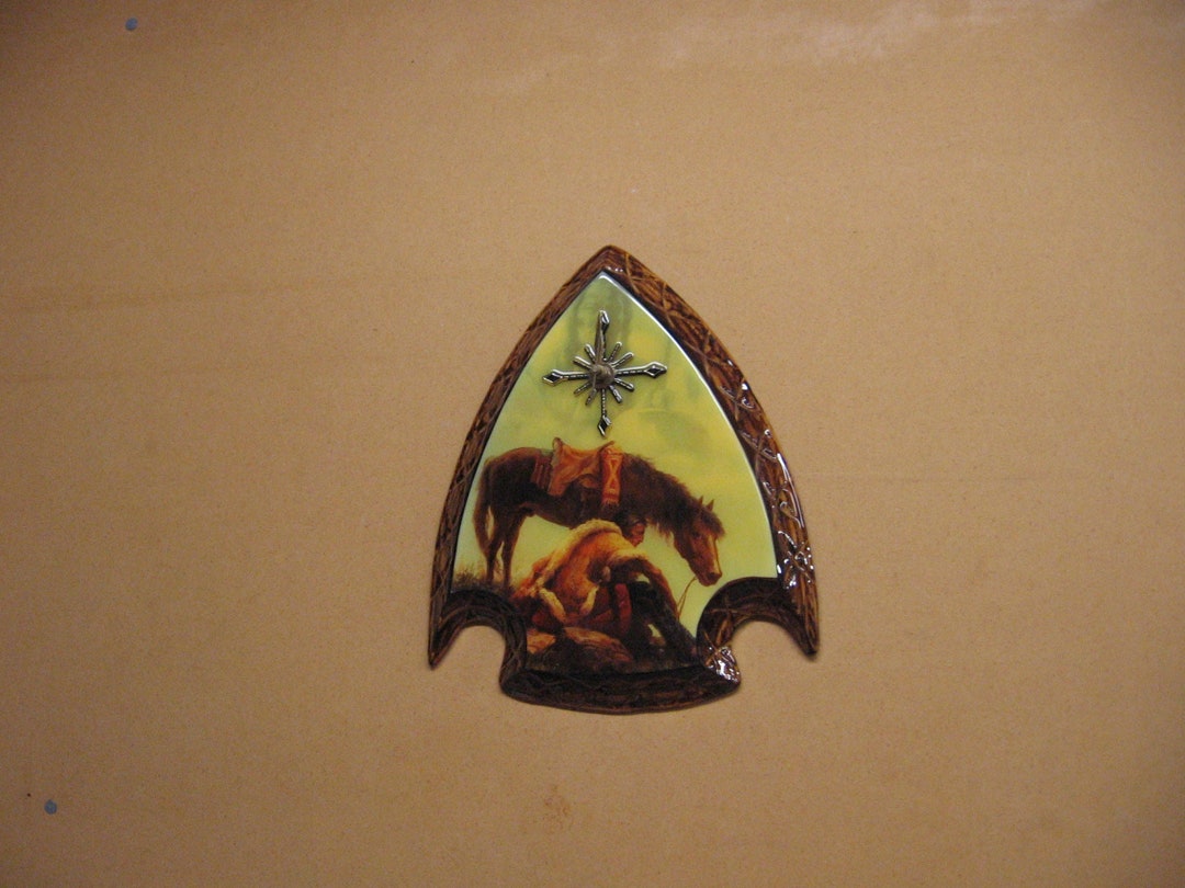Indian and Horse With Spirit in the Sky Arrowhead Clock - Etsy