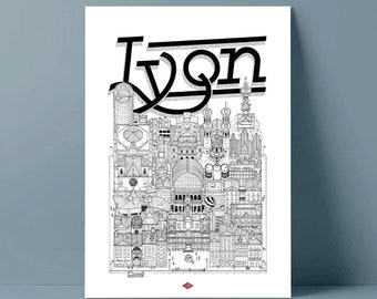 Lyon poster by Docteur Paper