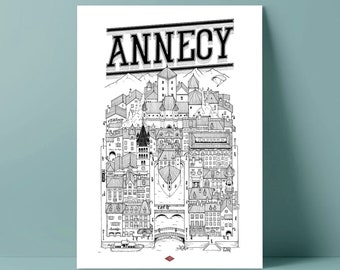 Affiche de la ville d'Annecy par Docteur Paper