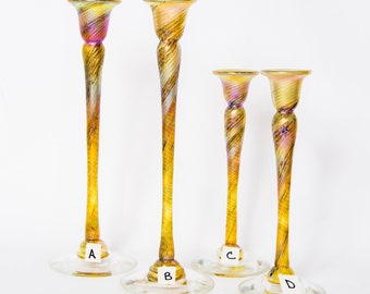 Robert Held Candle Holders Signed Studio Art Glass