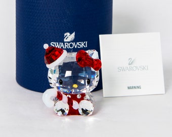 Swarovski Crystal Figurine Hello Kitty Christmas Santa Retired 1142935