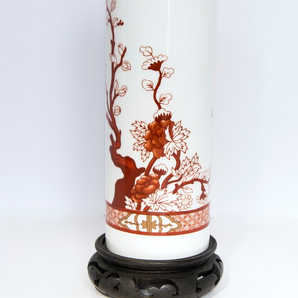 Rare Coalport Indian Tree Coral China Cylindrical Vase 7"