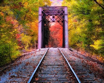 Photographie de feuillage d'automne du New Hampshire | Chevalet de chemin de fer des Montagnes Blanches | Impression d'art mural Nouvelle-Angleterre