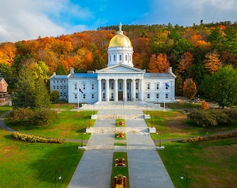 Montpelier Vermont State Capitol Autumn Foliage Wall Art Print