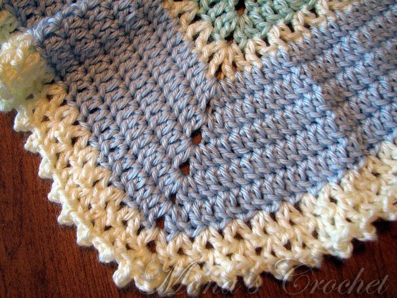 Baby Shower Gift Green and Yellow 12 Point Star Baby Blanket Baby Afghan Round Blanket Round Afghan Hand Crocheted Blue