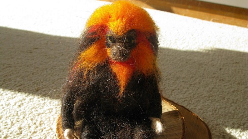 Fait Main Sculpture Animale Lion Dor Tamarin Fire Monkey Etsy