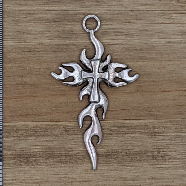 Tribal Cross Large Gothic Pendants, 5pieces/pkg. Antique Silver Tibetan Style - Lead&Cadmium Free, 62x35x5, hole: 4.5mm