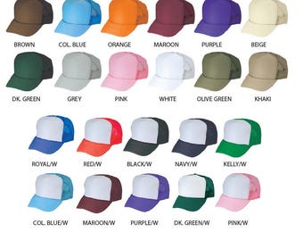 Gorra de camionero Nissin en blanco, copa alta de 5 paneles, parte trasera de malla