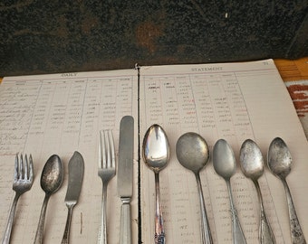 10 Pieces of Antique Silverware Knife Spoon Fork Lot