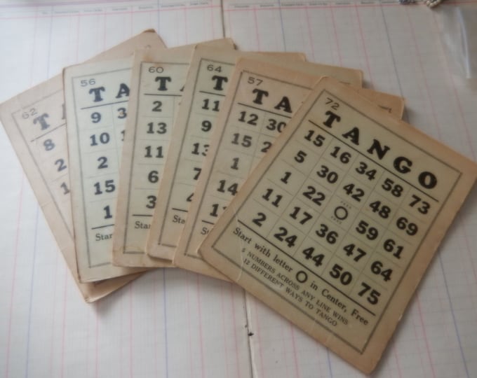 Tongo Cards.pdf 6 Vintage Paper TANGO BINGO Game Cards Destash Lot - Etsy