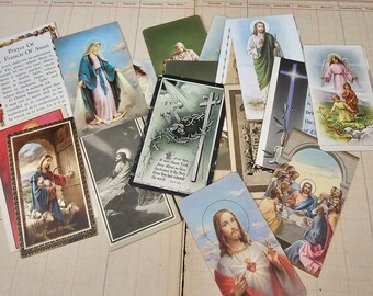 19 Piece Vintage Funeral Memorial Obituary Prayer Program Card Religious Bible