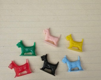 6 Piece Vintage Plastic Toy Charm Miniature Dog Lot