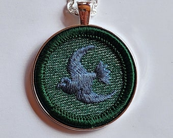 Bluebird Necklace Girl Scout Badge Pendant Chain Bird Lover Watcher Gift Original Girl Scouts Patch Bluebird Authentic Badge Necklace Gift