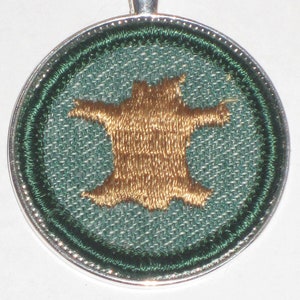 Animal Hide Leather Badge Necklace Tanning 1950 Intermediate Girl Scouts Original Fifties Patch GSA Native Patch Animal Hide Boy Hunter Gift