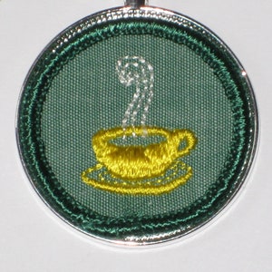 Coffee Necklace Long Steam Cup Hospitality Badge Hostess Original Girl Scout Patch Coffee Club Gift GSA Vintage Girl Scouts Seventies 1960s