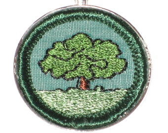 Tree Necklace Vintage Girl Scout Badge Tree Finder 1960s Cloth Patch Intermediate Unique Jewelry Gift