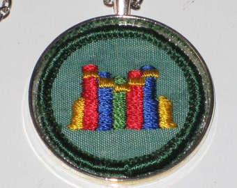 Books Necklace Reader Book Club Librarian Gift Necklace Intermediate Girl Scout Reader Badge Authentic Cloth Patch Collector Sixties 1960s