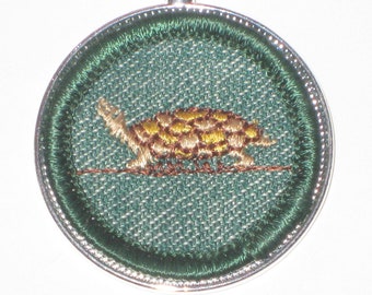 Turtle Necklace Girl Scout Reptile Amphibian Badge Rare Intermediate 1950s Embroidered Cloth Badge Patch Amphibian Reptile Necklace Gift