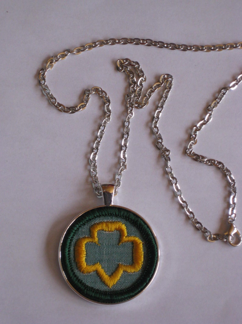 Junior Girl Scout My Trefoil Badge Necklace Original Cloth Etsy