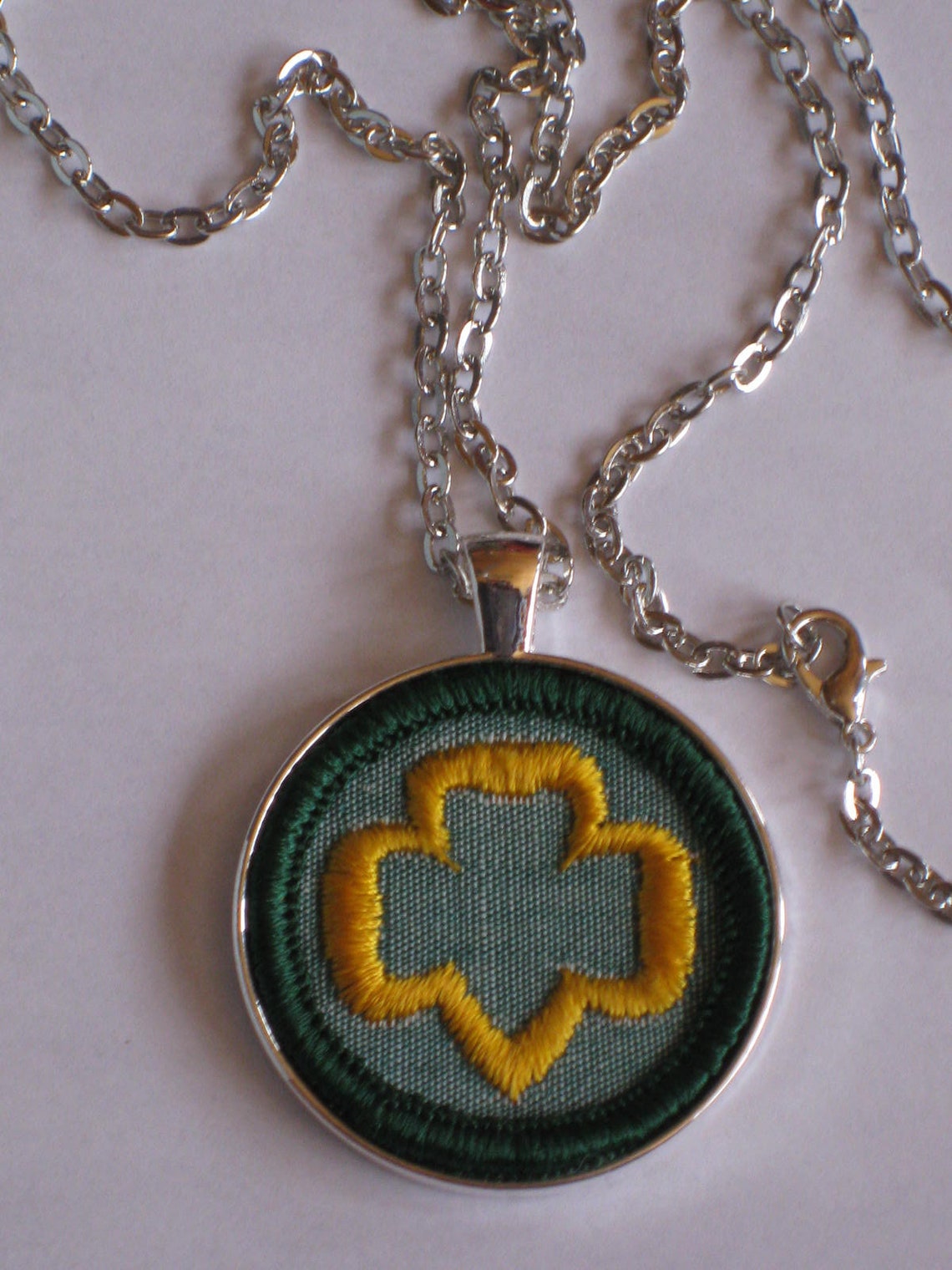 Junior Girl Scout My Trefoil Badge Necklace Original Cloth Etsy