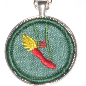 Dance Necklace Girl Scout Badge Dancer Red Shoe Winged Slipper Authentic Embroidered Patch Hermes Symbol Mythology