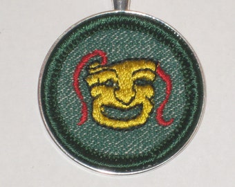 RARE Girl Scout Badge Necklace Dramatic Appreciation 1950 Patch Comedy Tragedy Mask Face Theatre Acting Actor Gift Drama Patch Badge Fifties