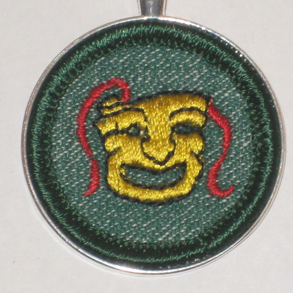 RARE Girl Scout Badge Necklace Dramatic Appreciation 1950 Patch Comedy Tragedy Mask Face Theatre Acting Actor Gift Drama Patch Badge Fifties