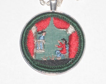 Romeo & Juliet Necklace Girl Scout Player Director Badge 1960 - 1962 RARE Hard To Find Patch Made Into A Novelty Necklace Theatre Actor Gift