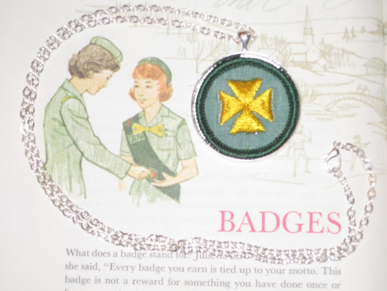 Girl Scout Badge Necklace Health Aid Badge Nurse Gift Novelty Necklace Girl Scout Leader Gift