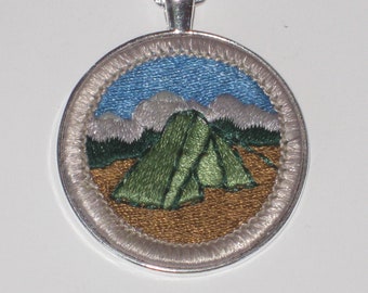 Vintage Boy Scouts Camping Merit Badge Necklace BSA Camper Tent Merit Patch Memorabilia Scout Leader Gift