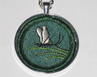 Bug Necklace RARE Insect Finder Girl Scout Badge Intermediate Mayfly Patch Entomology Jewelry OOAK Gift