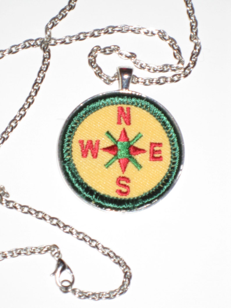Compass Necklace Girl Scout Badge Jr Jade Finding Your Way Authentic Cloth Patch Hiking Compass