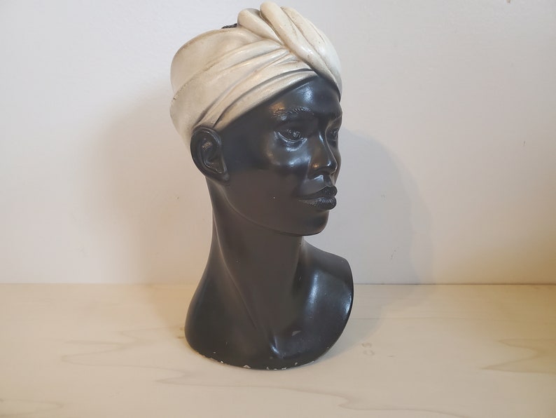 VTG 1969 Marie Brower Blackamoor Bust Chalkware image 2