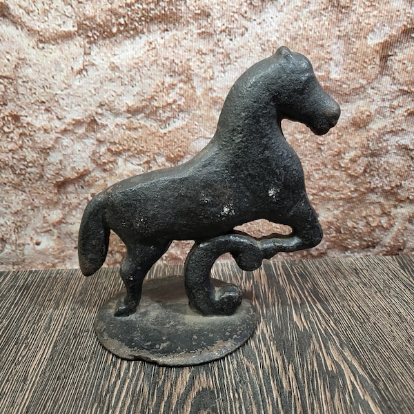 Old Cast Iron Horse Pony Doorstop Figurine or Statue