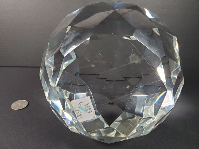 Massive Glass Crystal Cut Faceted Paperweight Sculpture Weighs 9 Lbs