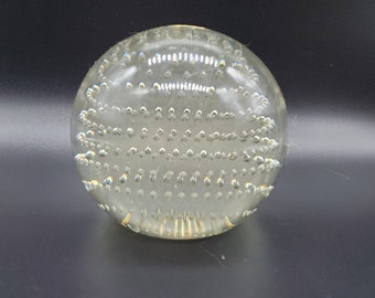 Vintage Precision Controlled Bubbles Clear Glass Paperweight
