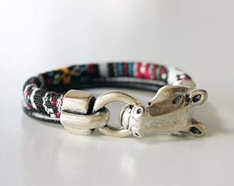 HORSE BRACELET - EQUESTRIAN bracelet - Unisex bracelet - Gift for horse lover - Western jewelry - Leather bracelet - Cotton bracelet