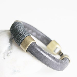MEN LEATHER BRACELET. Black bracelet, Golden beads bracelet, Brass bracelet, Black leather, Gift for husband, Mens gift image 4