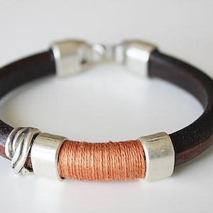 MEN LEATHER BRACELET,  Christmas gift, Gift for dad, Male Bracelet, Leather Jewelry, Orange Bracelet for Men, Etsy Jewelry, Etsy Gifts,