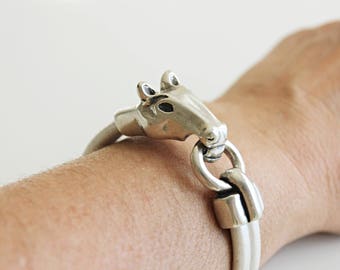 HORSE BRACELET - Equestrian bracelet - Pferd Armband - Unisex bracelet - Horse head bracelet - Horse gift - Silver horse head - Horse lovers