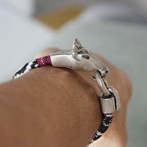 HORSE BRACELET - EQUESTRIAN bracelet - Unisex bracelet - Gift for horse lover - Western jewelry - Leather bracelet - Cotton bracelet