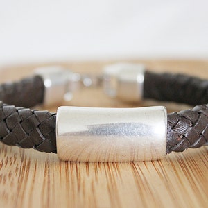 BRAIDED LEATHER BRACELET, Stylish bracelet, Gift idea for husband, Unisex leather bracelet, Bracelet for men, Men jewelry, Brown leather,