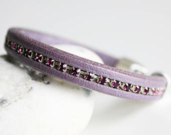 PURPLE BRACELET - fashion jewelry - FASHION Purple leather bracelet - womens gift - Purple crystal - gift for her - kalma - Christmas gift