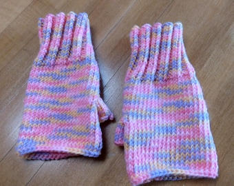 Warm Handknit  'Taffy Mix' Fingerless Gloves